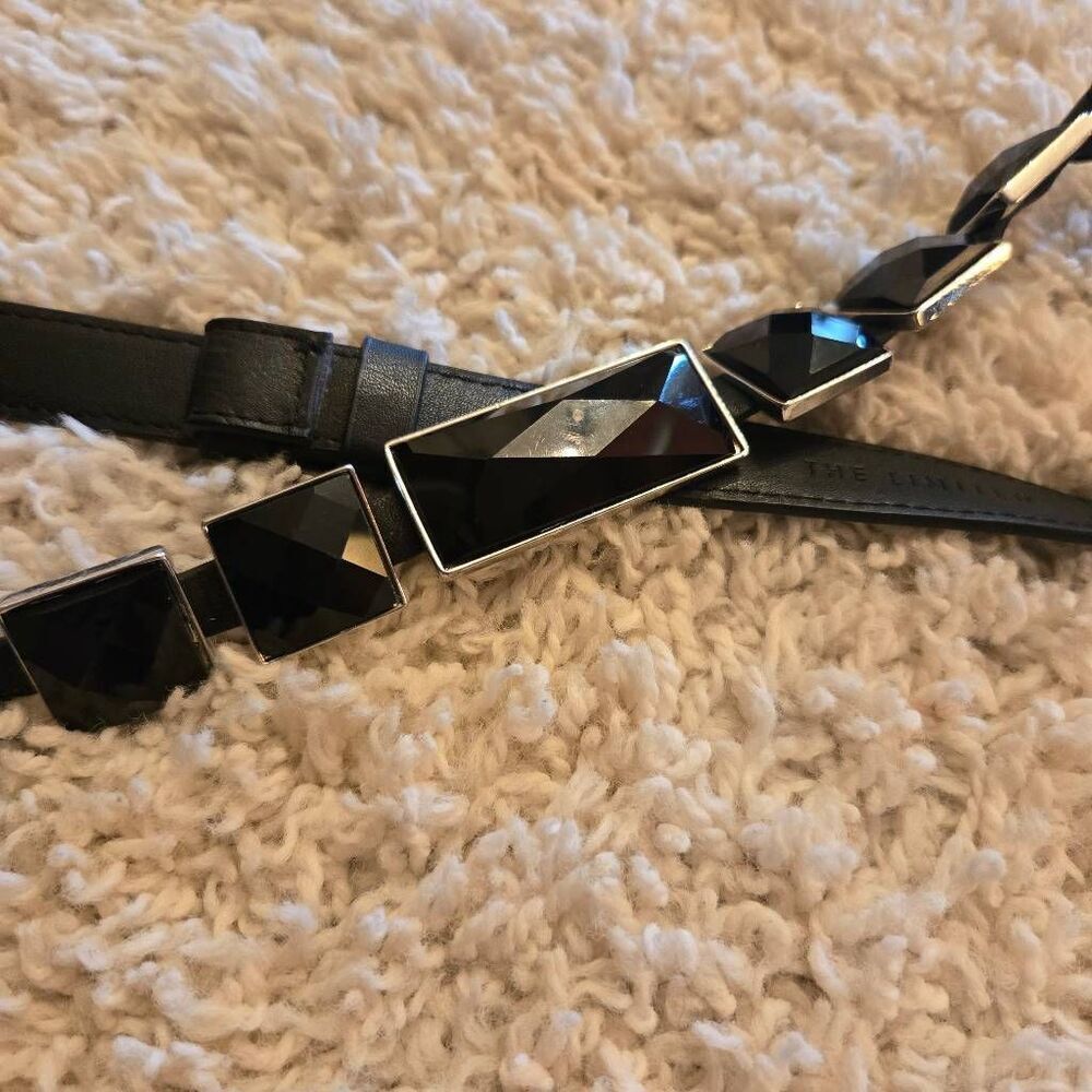 The Limited Black Faceted Stone Adjustable Black Belt Medium